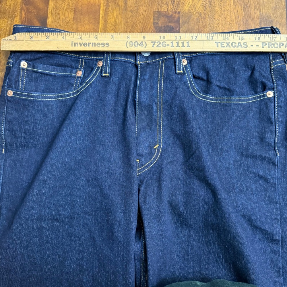 Levi Strauss Co 514 Straight Stretch Dark Wash Denim Jeans Men W34 L30 - Picture 3 of 4